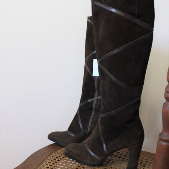 1970s GIVENCHY suede boho boots, brown suede leather hippie boots 6 US - Picture 3 of 10